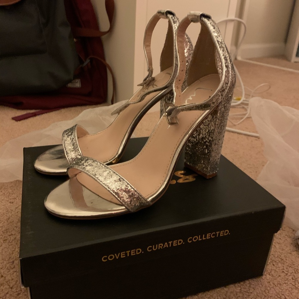 Lulu’s Silver Glitter Sequin Heels